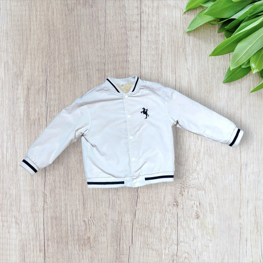 Veste garçon Shein 5 ans style Teddy crème et noir avec intérieur fausse fourrure et logo brodé