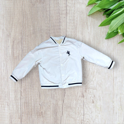 Veste garçon Shein 5 ans style Teddy crème et noir avec intérieur fausse fourrure et logo brodé