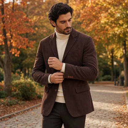 Veste homme Take A Look 54 marron chocolat en faux daim à manches longues.