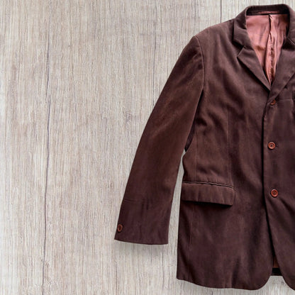 Veste homme Take A Look 54 marron chocolat en faux daim à manches longues.