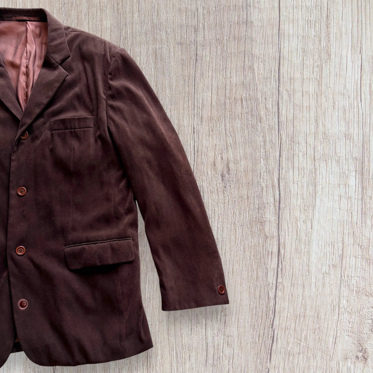 Veste homme Take A Look 54 marron chocolat en faux daim à manches longues.