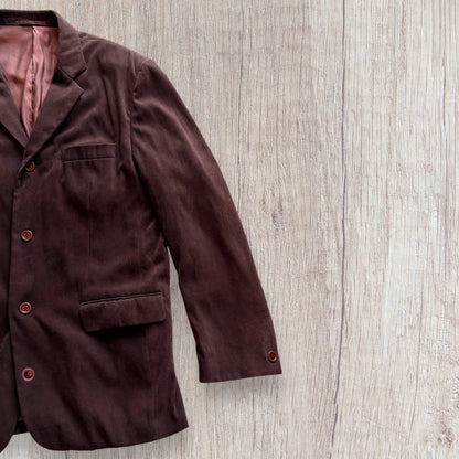 Veste homme Take A Look 54 marron chocolat en faux daim à manches longues.