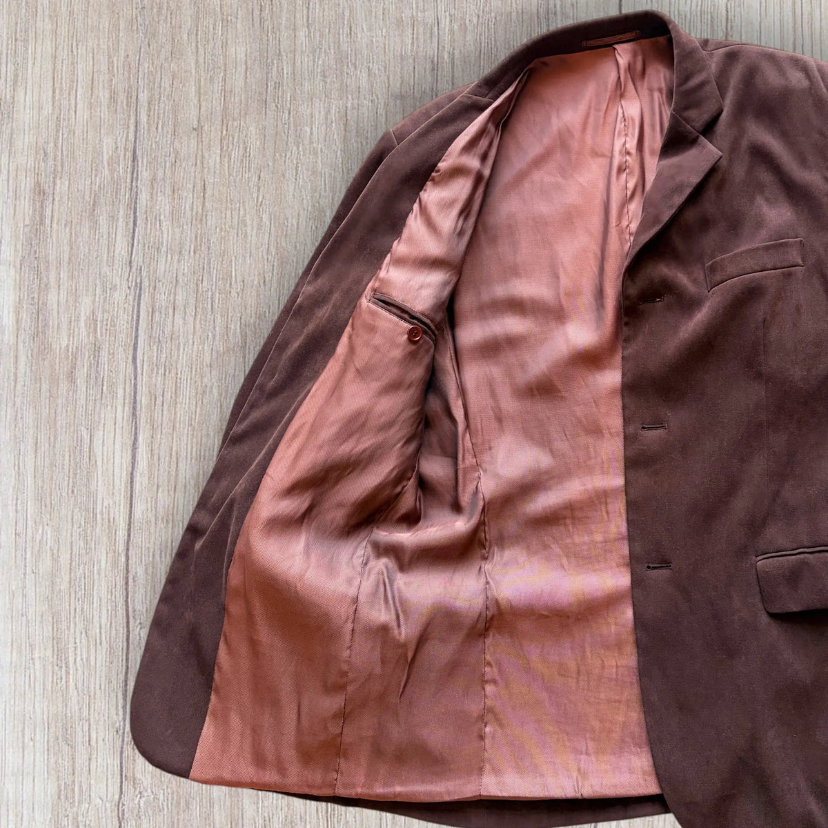 Veste homme Take A Look 54 marron chocolat en faux daim à manches longues.