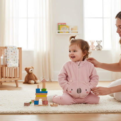 Veste polaire rose bébé fille TEX 12 mois avec motif koala et fermeture zippée.