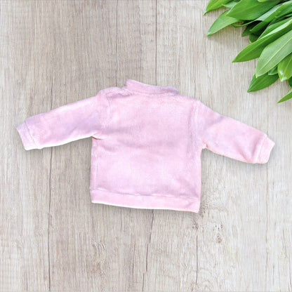 Veste polaire rose bébé fille TEX 12 mois avec motif koala et fermeture zippée.