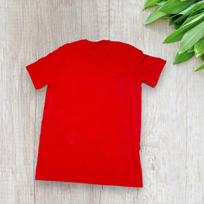 T-shirt Homme Adidas Taille M - Rouge avec Bandes Blanches