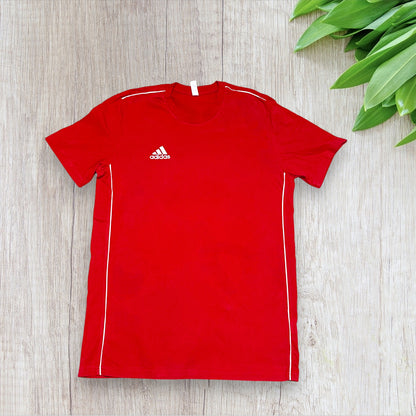 T-shirt Homme Adidas Taille M - Rouge avec Bandes Blanches