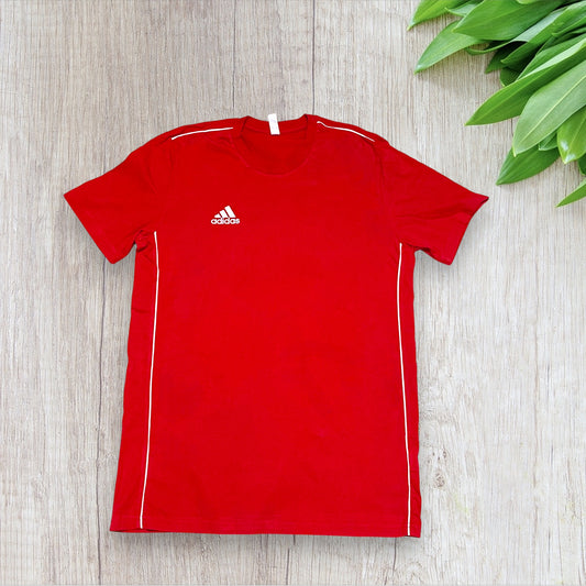 T-shirt Homme Adidas Taille M - Rouge avec Bandes Blanches