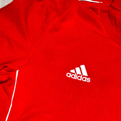 T-shirt Homme Adidas Taille M - Rouge avec Bandes Blanches