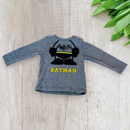 T-shirt 6 Mois Gris à Manche Longue avec Motif Batman - 68 cm
