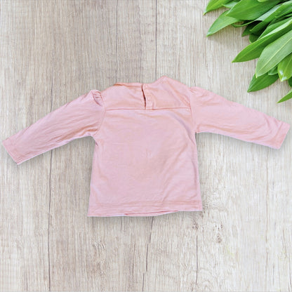T-shirt Bébé Fille 6Mois Rose Pâle avec Forêt et Animaux - Mes Petits Cailloux