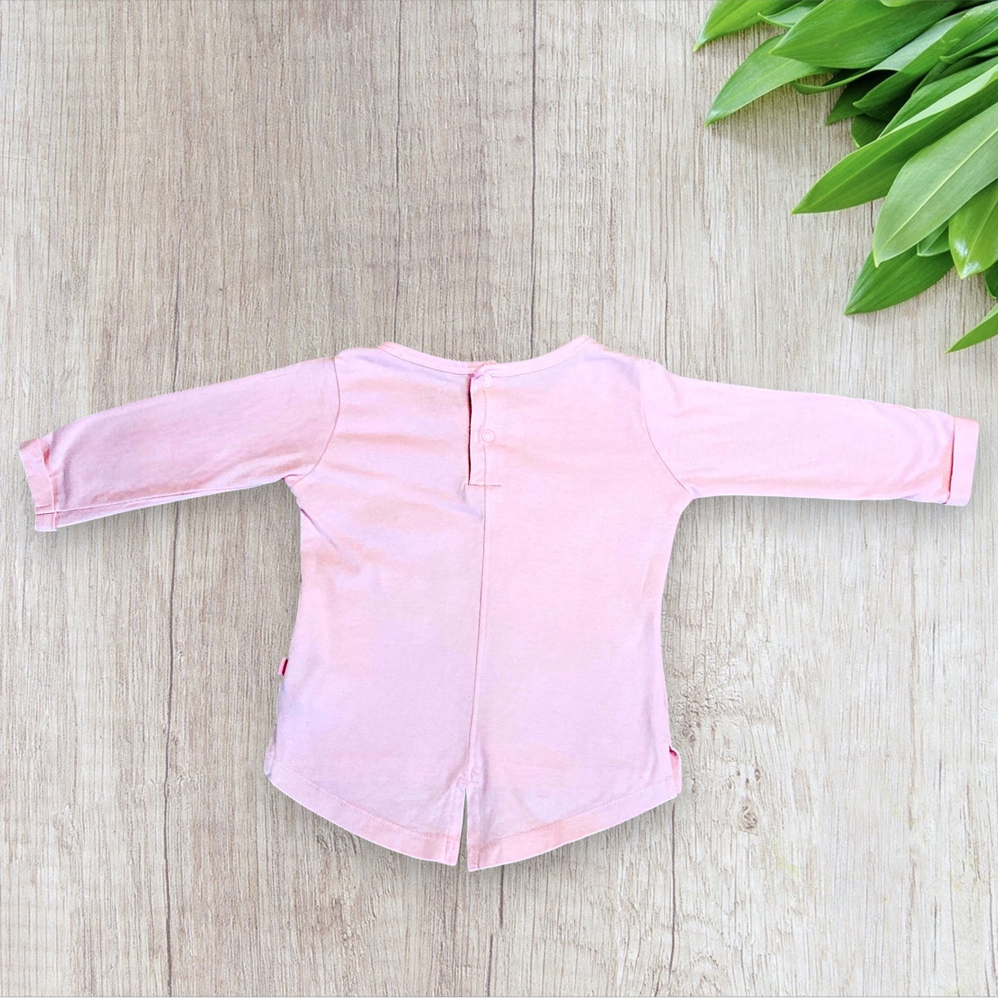 T-shirt Bébé Fille 6Mois - Super U, Rose Clair avec Ours Pailleté et Boutons Pression