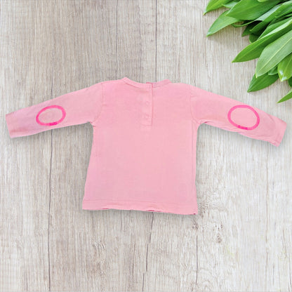 T-shirt 6 Mois - 67 cm Rose avec Motif Glace Souriante - Manche Longue et Attache Dos - Super U
