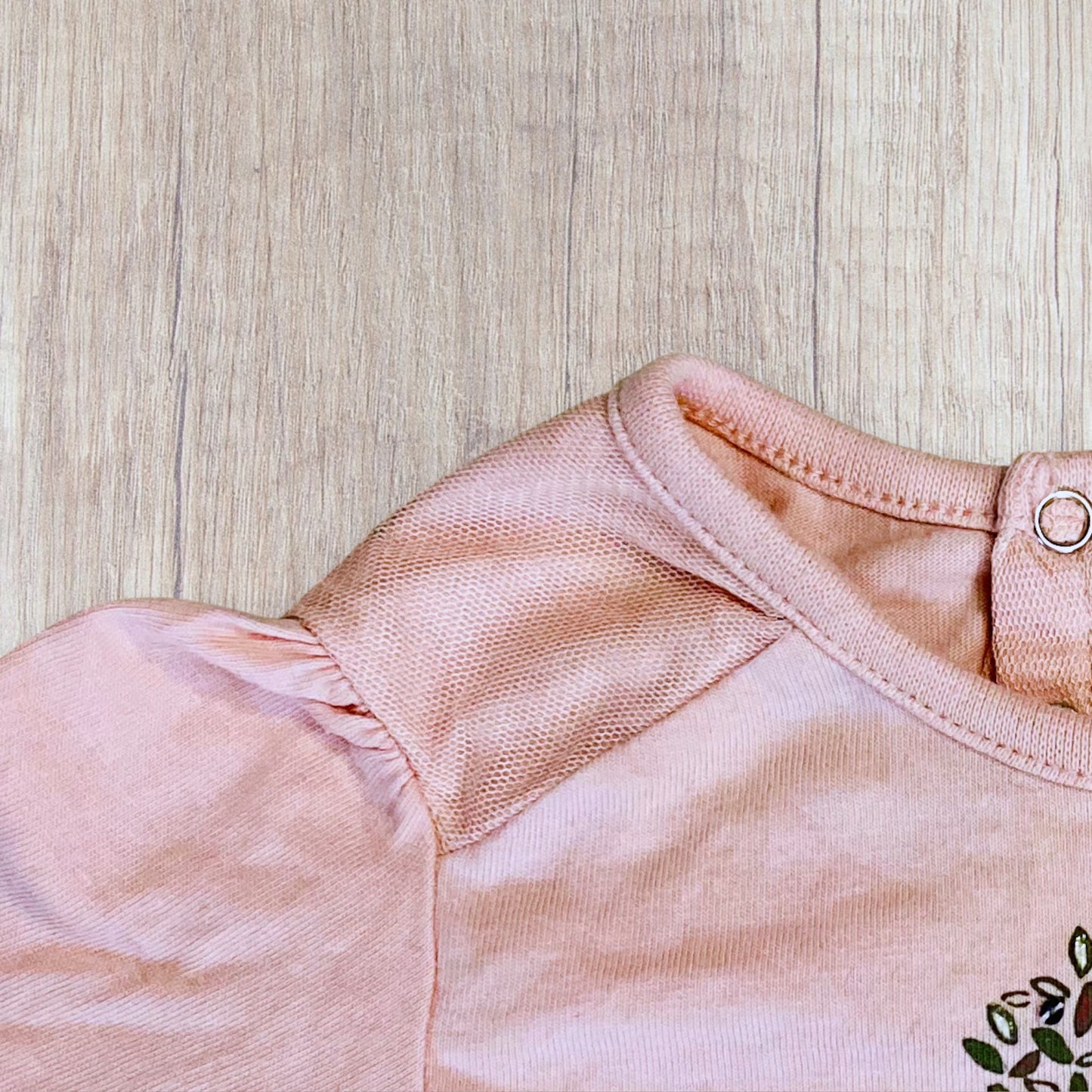 T-shirt Bébé Fille 6Mois Rose Pâle avec Forêt et Animaux - Mes Petits Cailloux