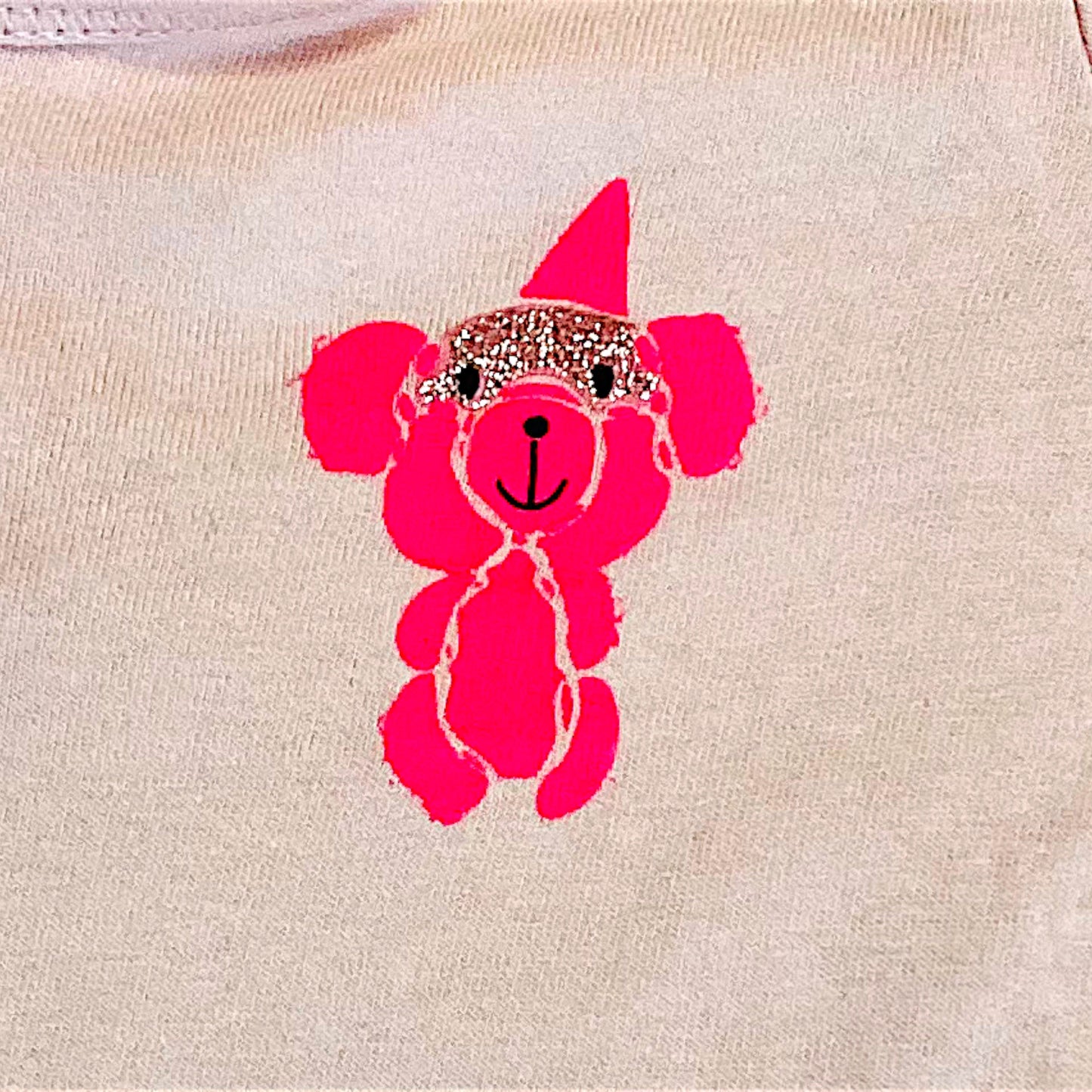 T-shirt Bébé Fille 6Mois - Super U, Rose Clair avec Ours Pailleté et Boutons Pression