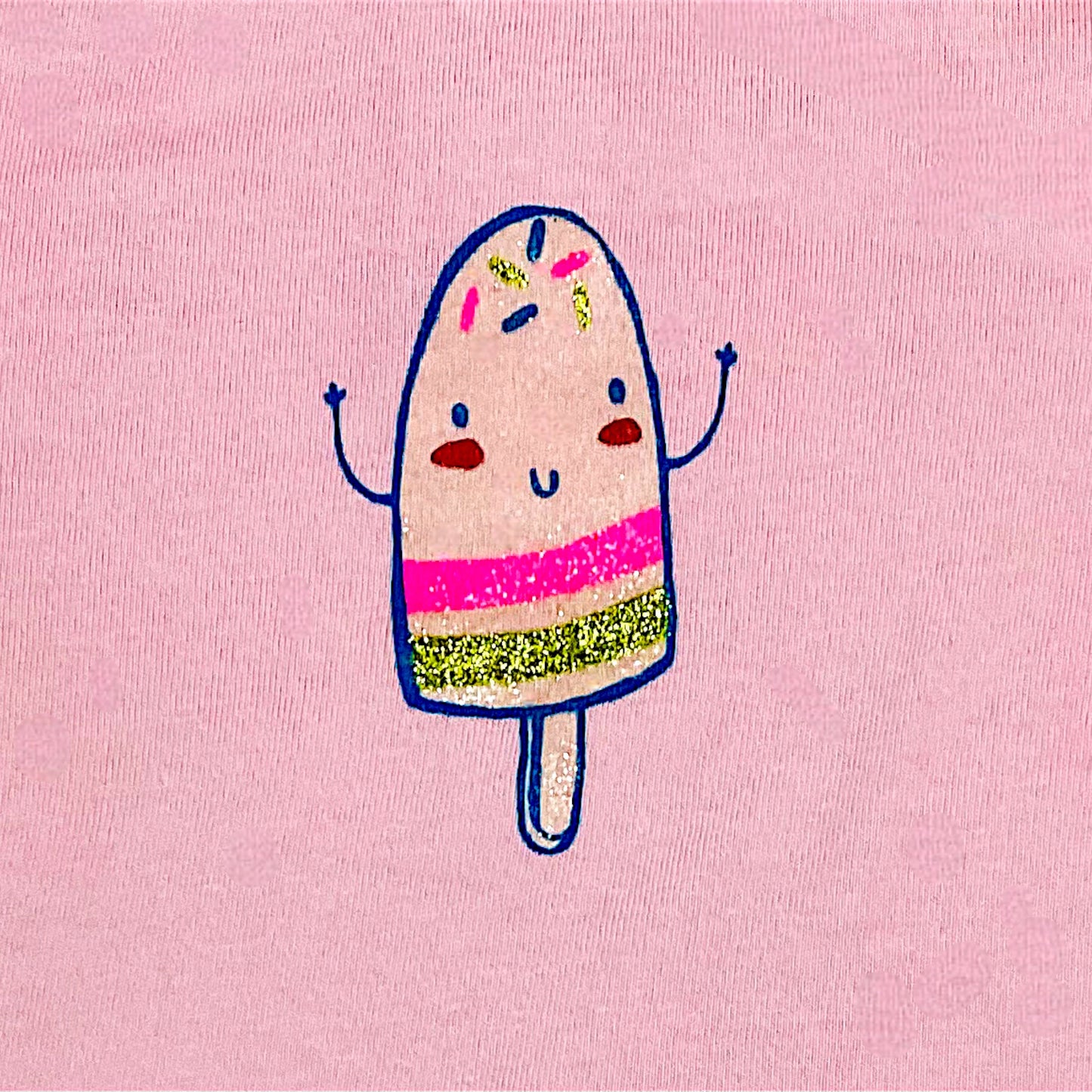 T-shirt 6 Mois - 67 cm Rose avec Motif Glace Souriante - Manche Longue et Attache Dos - Super U