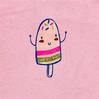 T-shirt 6 Mois - 67 cm Rose avec Motif Glace Souriante - Manche Longue et Attache Dos - Super U