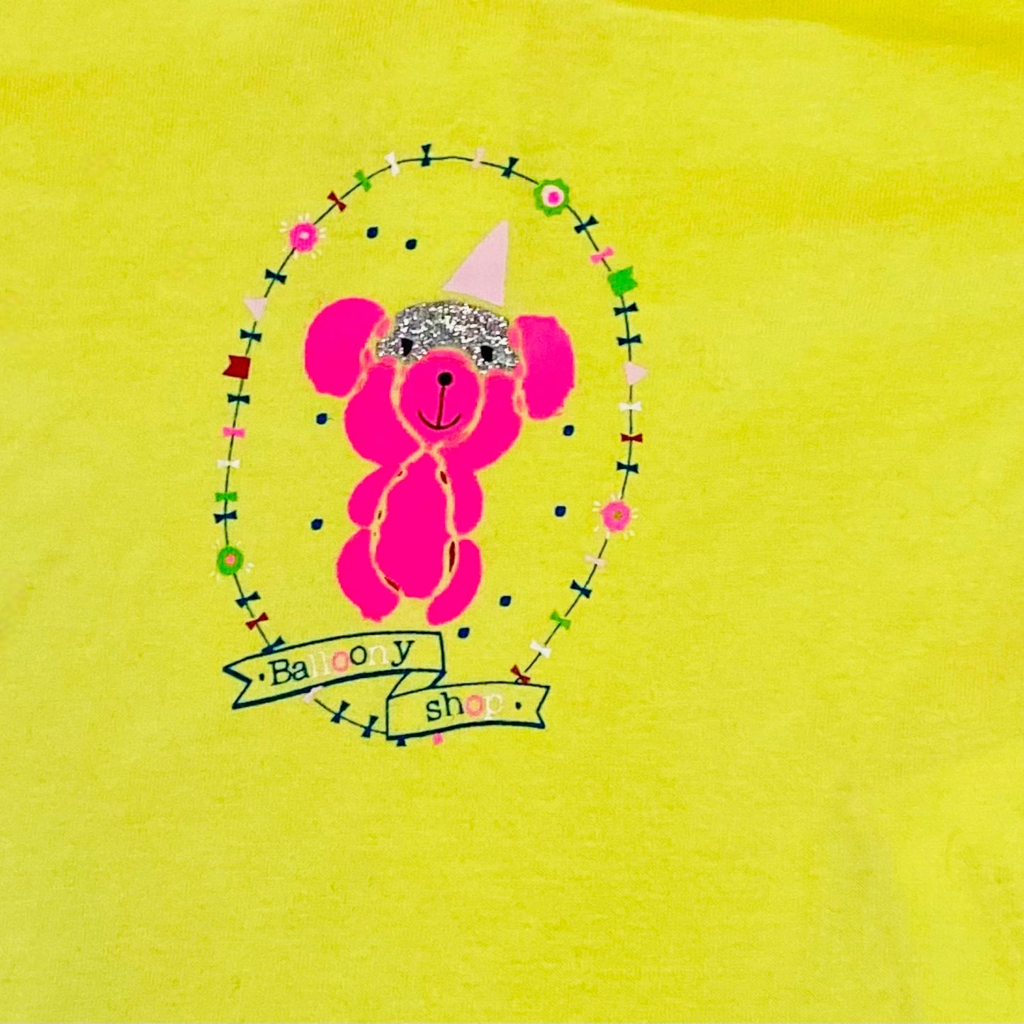 T-shirt jaune manches longues avec motif nounours rose festif - Super U