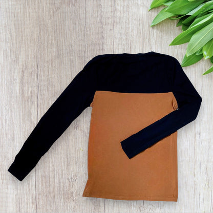 T-shirt Manche Longue Homme La Boutique Officielle - Taille S - Noir et Marron avec Poche