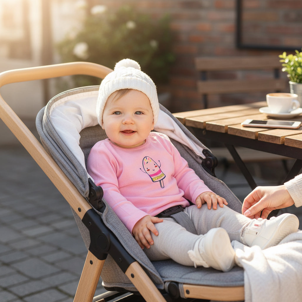 T-shirt 6 Mois - 67 cm Rose avec Motif Glace Souriante - Manche Longue et Attache Dos - Super U