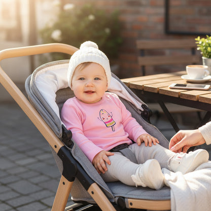 T-shirt 6 Mois - 67 cm Rose avec Motif Glace Souriante - Manche Longue et Attache Dos - Super U