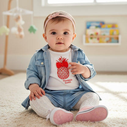 T-shirt Blanc avec Ananas Pailleté - Bébé Fille 3 Mois - Districenter