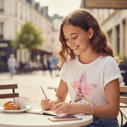 T-shirt Fille 13-14 ans Zara - Imprimé Tour Eiffel Tie & Dye