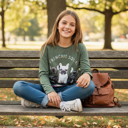 T-shirt Manches Longues Kaki Fille 14 ans C&A - Imprimé Chiots et Strass Multicolores