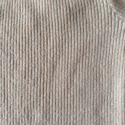 Robe pull fille Shein 6 ans crème en maille côtelée, manches longues et épaules dénudées.
