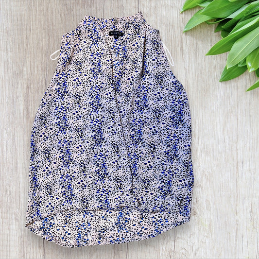 Top Débardeur Femme Mystic - Taille 36, Décolleté Plongeant, Imprimé Léopard Bleu Électrique