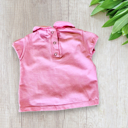 T-shirt Bébé Fille Rose Clair avec Papillon Pailleté - 3 Mois - DistriCenter