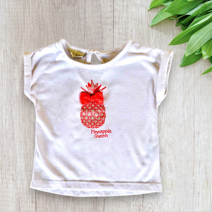 T-shirt Blanc avec Ananas Pailleté - Bébé Fille 3 Mois - Districenter