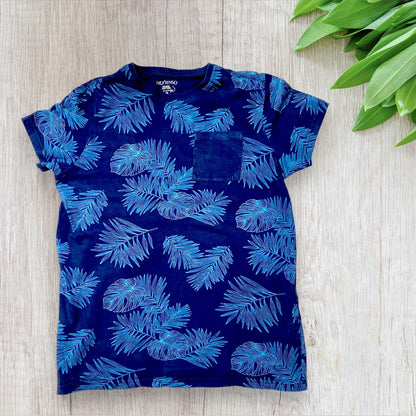 T-shirt Ado Garçon Bleu Foncé avec Imprimé Feuilles Tropicales, Taille 14 Ans (155-167 cm) - Marque In Extenso, Auchan