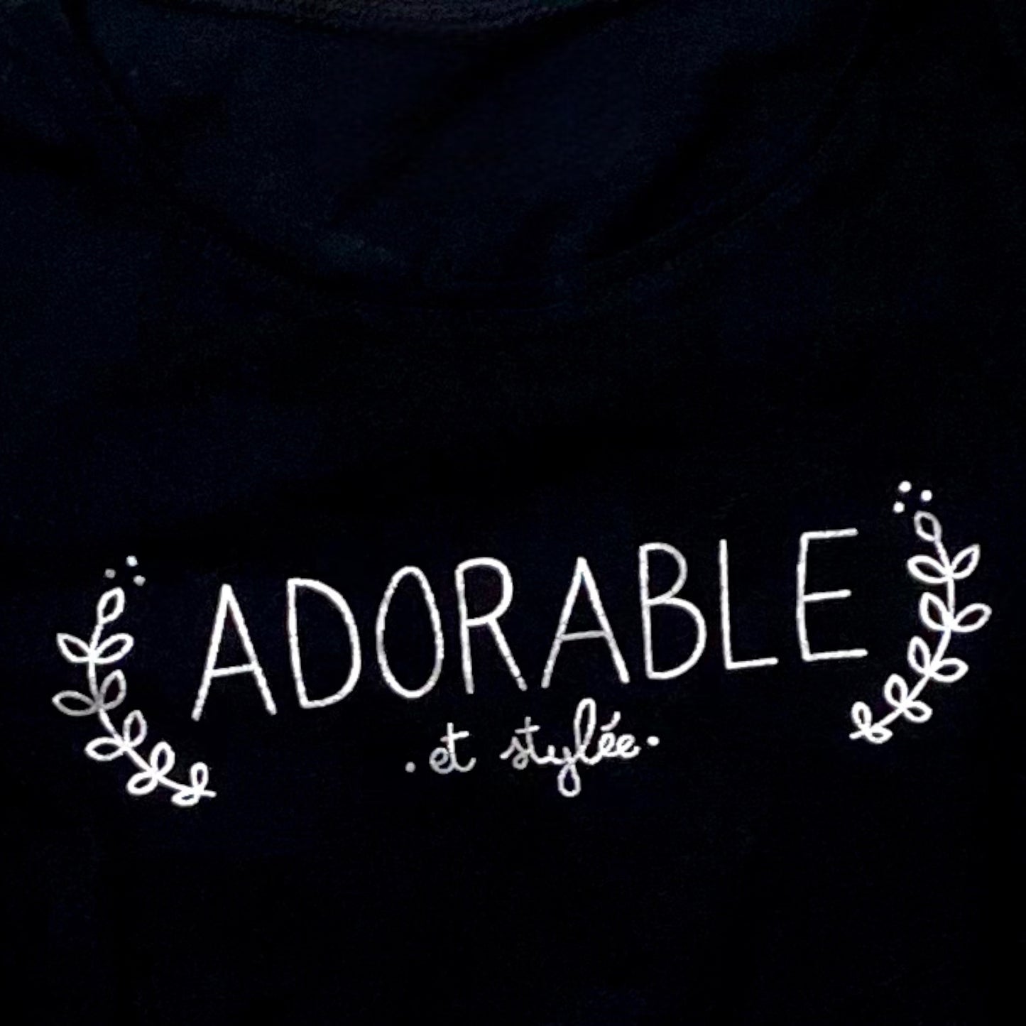 T-shirt Fille Manches Longues Noir "Adorable et Stylée", Taille 138-140 cm (10Ans)- Collection Éco Conception Kiabi