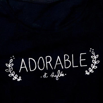 T-shirt Fille Manches Longues Noir "Adorable et Stylée", Taille 138-140 cm (10Ans)- Collection Éco Conception Kiabi
