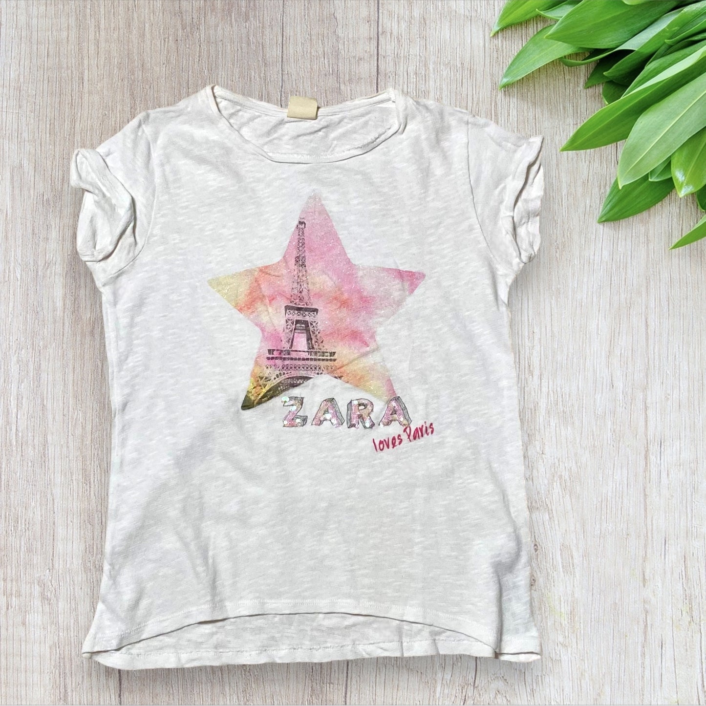 T-shirt Fille 13-14 ans Zara - Imprimé Tour Eiffel Tie & Dye