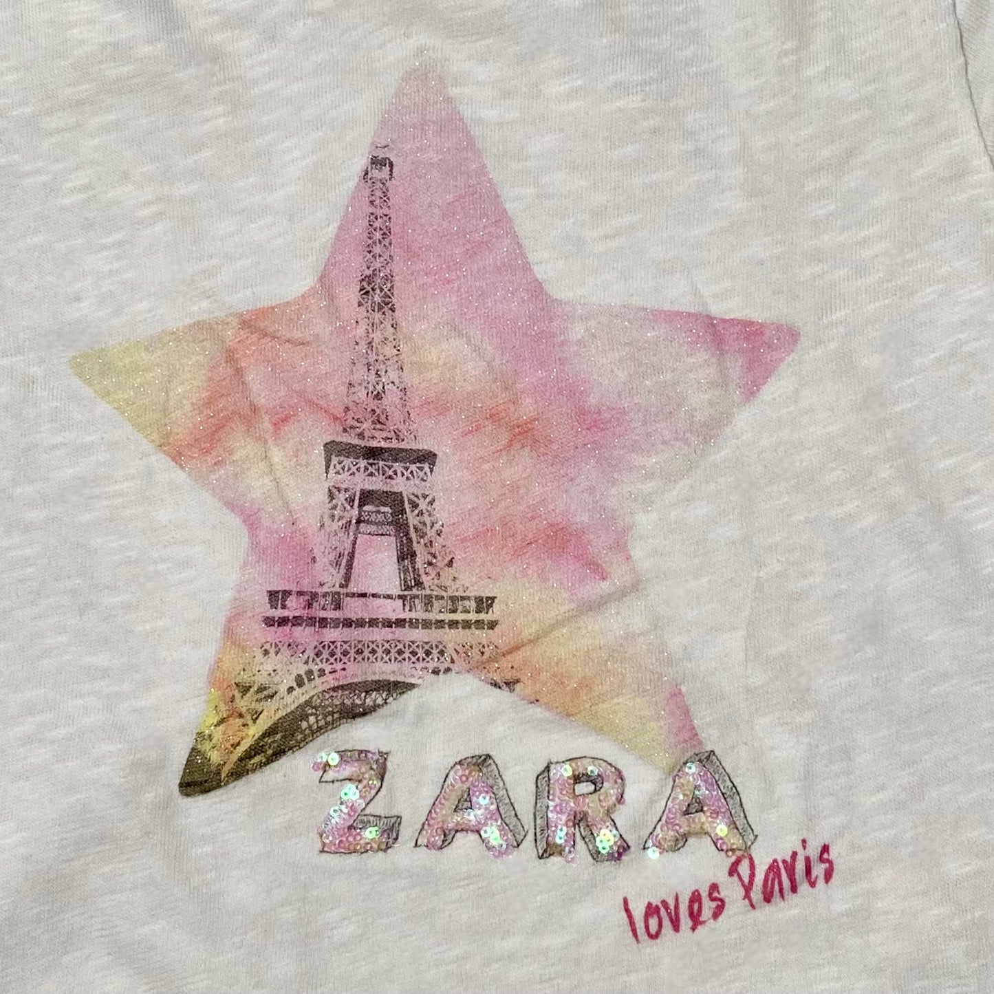 T-shirt Fille 13-14 ans Zara - Imprimé Tour Eiffel Tie & Dye