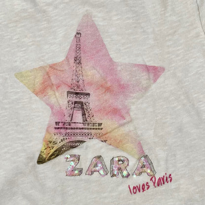 T-shirt Fille 13-14 ans Zara - Imprimé Tour Eiffel Tie & Dye